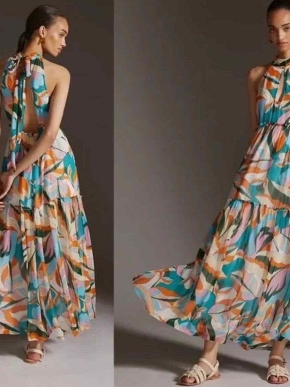 Anthropologie Maeve Floral Halter Maxi Dress Size Medium Resort - Picture 14 of 14